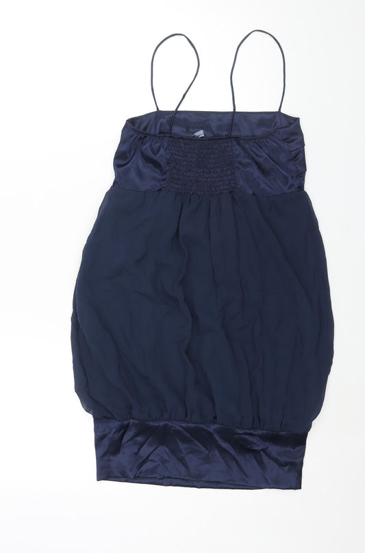 Zara Womens Blue Polyester Mini Size L Square Neck Pullover