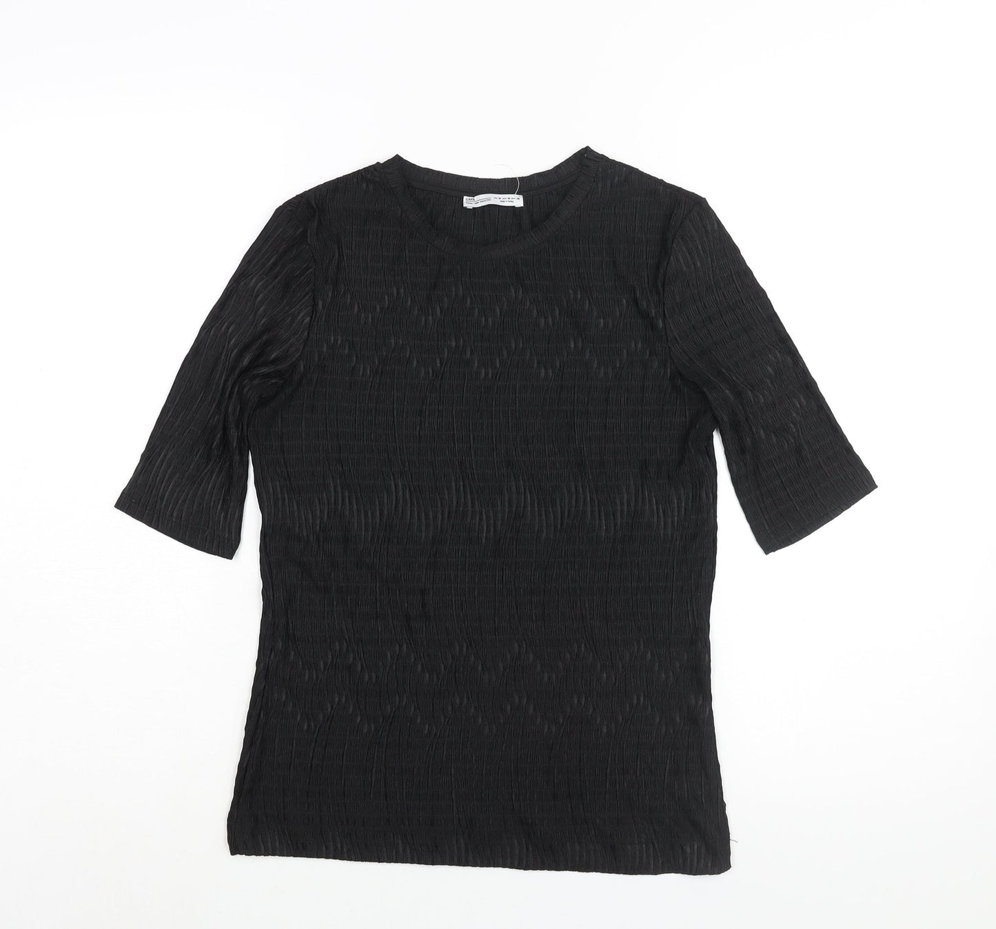 Womens UK Size M Zara Black Basic Blouse