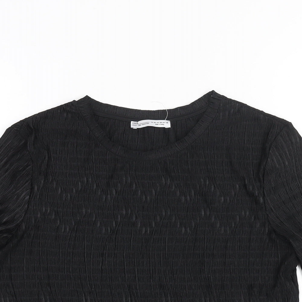 Womens UK Size M Zara Black Basic Blouse