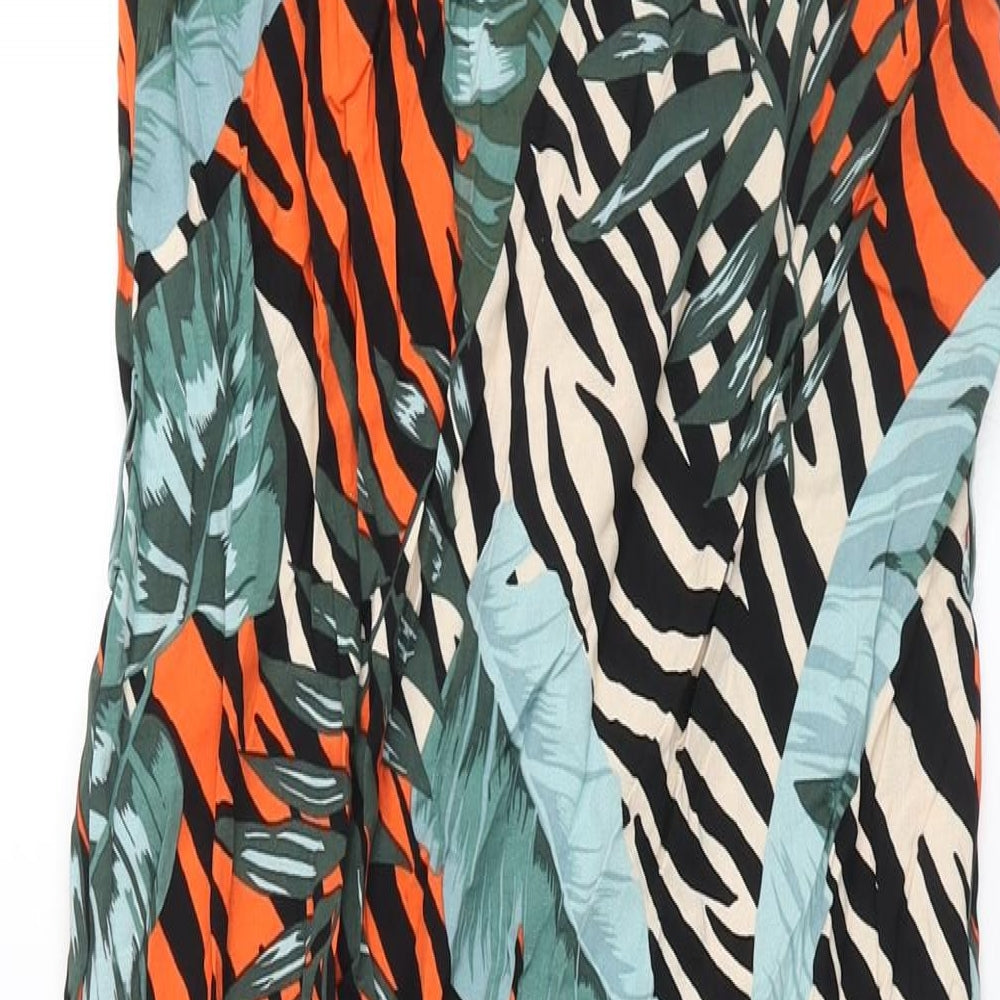 Dorothy Perkins Womens Multicoloured Geometric Viscose Maxi Size 10 Round Neck Tie - Side Slits