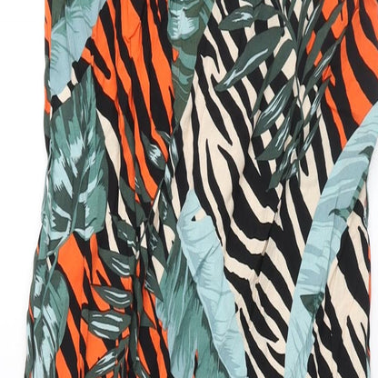 Dorothy Perkins Womens Multicoloured Geometric Viscose Maxi Size 10 Round Neck Tie - Side Slits