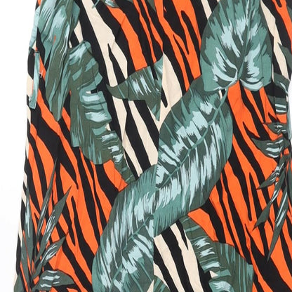 Dorothy Perkins Womens Multicoloured Geometric Viscose Maxi Size 10 Round Neck Tie - Side Slits