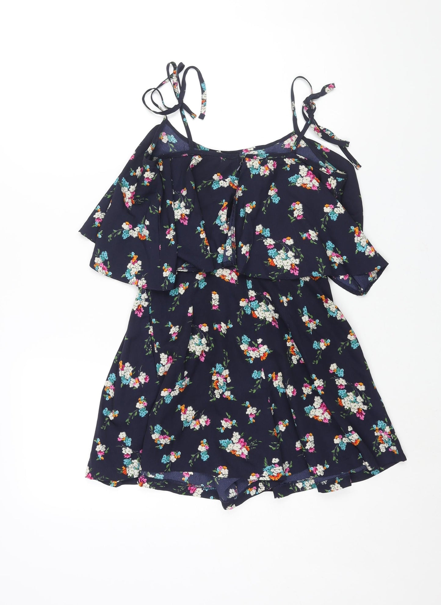 Topshop Womens Blue Floral Polyester Playsuit One-Piece Size 8 Zip