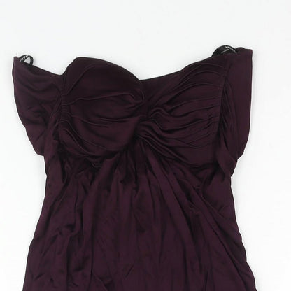 Warehouse Womens Purple Viscose Mini Size 12 Sweetheart Pullover - Tie Detail
