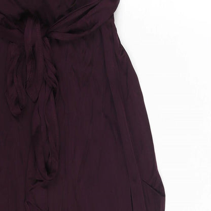 Warehouse Womens Purple Viscose Mini Size 12 Sweetheart Pullover - Tie Detail