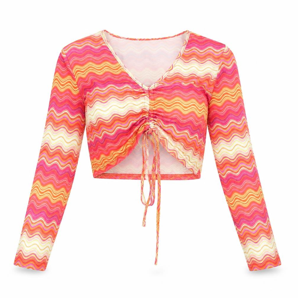 Womens UK Size 8 Cameo Rose Multicoloured Cropped Blouse