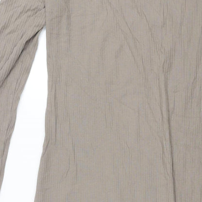 H&M Womens Brown Cotton Shift Size M Round Neck Pullover - Side Slit Ribbed