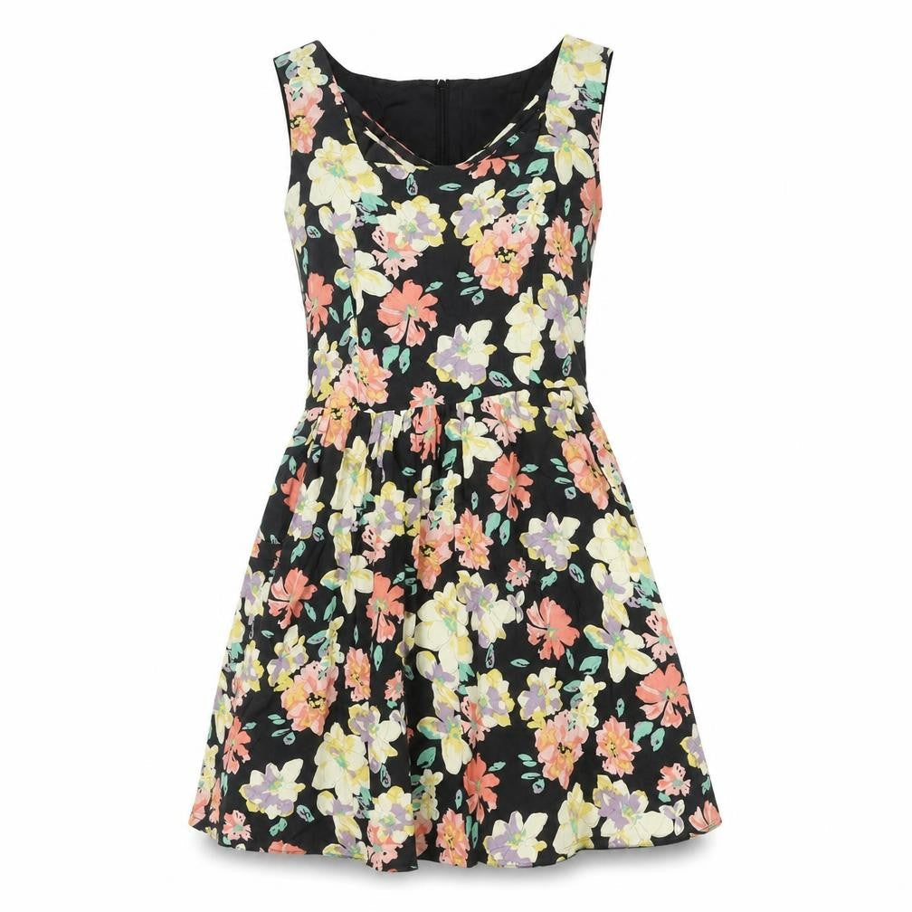 Louche Womens Multicoloured Floral Polyester A-Line Size 8 V-Neck Zip