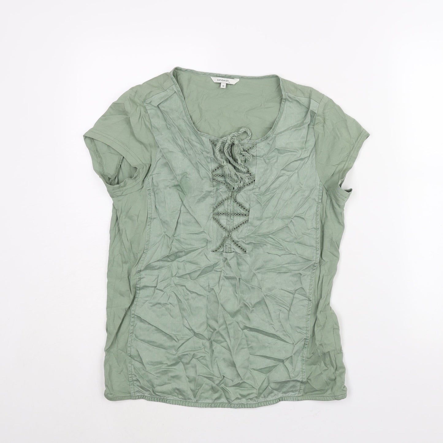 Womens UK Size 10 Sandwich Green Basic Blouse
