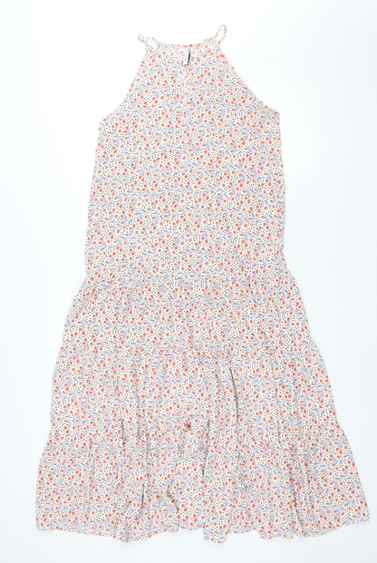 Mango Womens Multicoloured Geometric Polyester Maxi Size S Round Neck Hook & Eye - Smocked Floral Print
