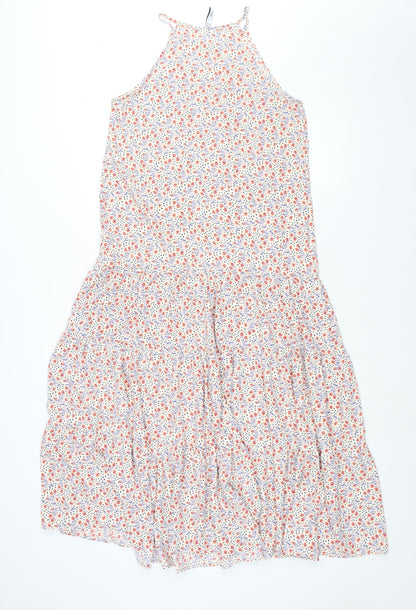 Mango Womens Multicoloured Geometric Polyester Maxi Size S Round Neck Hook & Eye - Smocked Floral Print