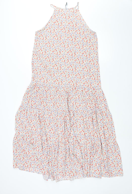 Mango Womens Multicoloured Geometric Polyester Maxi Size S Round Neck Hook & Eye - Smocked Floral Print