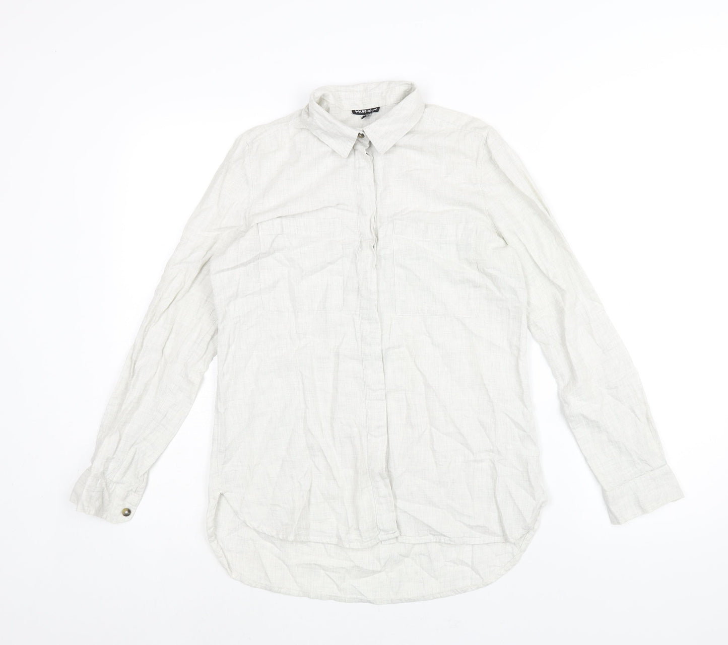 Womens UK Size 8 Warehouse Green Basic Button-Up