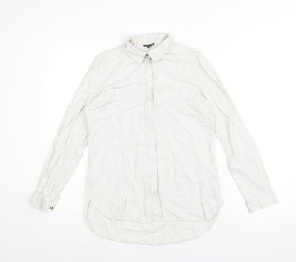 Womens UK Size 8 Warehouse Green Basic Button-Up
