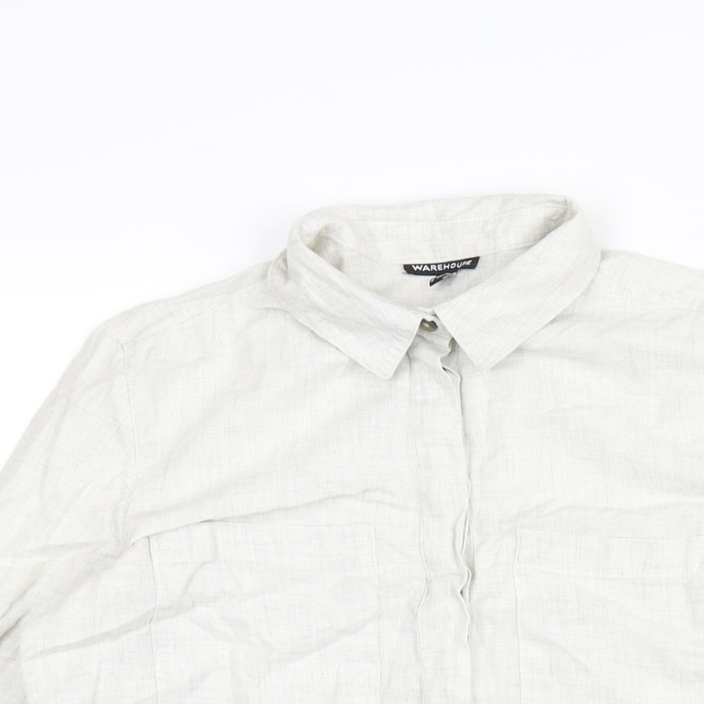 Womens UK Size 8 Warehouse Green Basic Button-Up