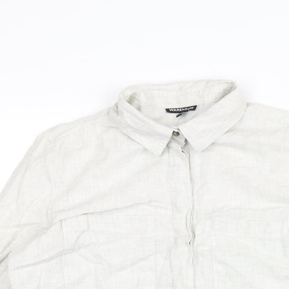 Womens UK Size 8 Warehouse Green Basic Button-Up