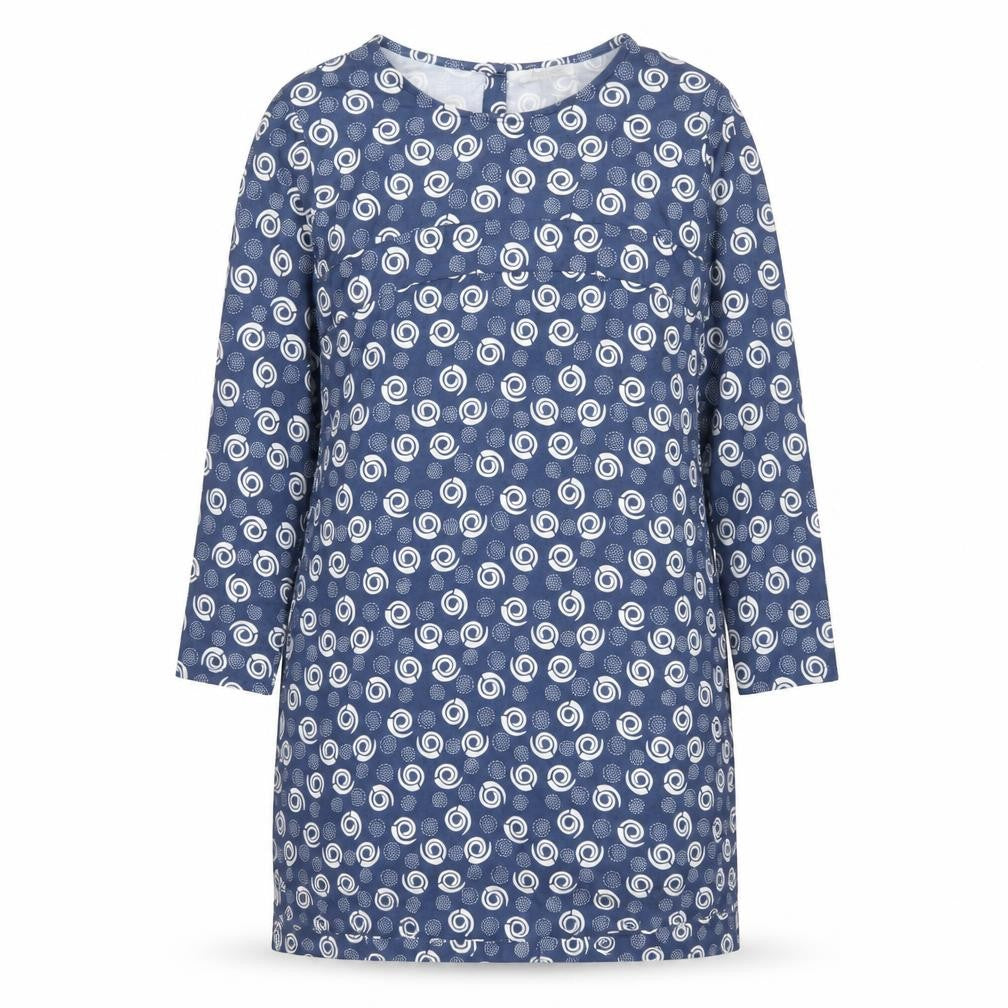 Alice Collins Womens Blue Geometric Polyester Shift Size 10 Round Neck Button