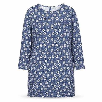 Alice Collins Womens Blue Geometric Polyester Shift Size 10 Round Neck Button