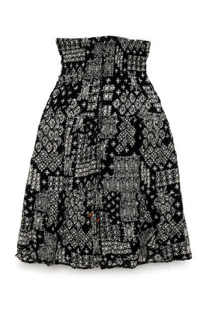 Apricot Womens Black Geometric Viscose A-Line Size 10 Square Neck Pullover - Rouched Tie Detail