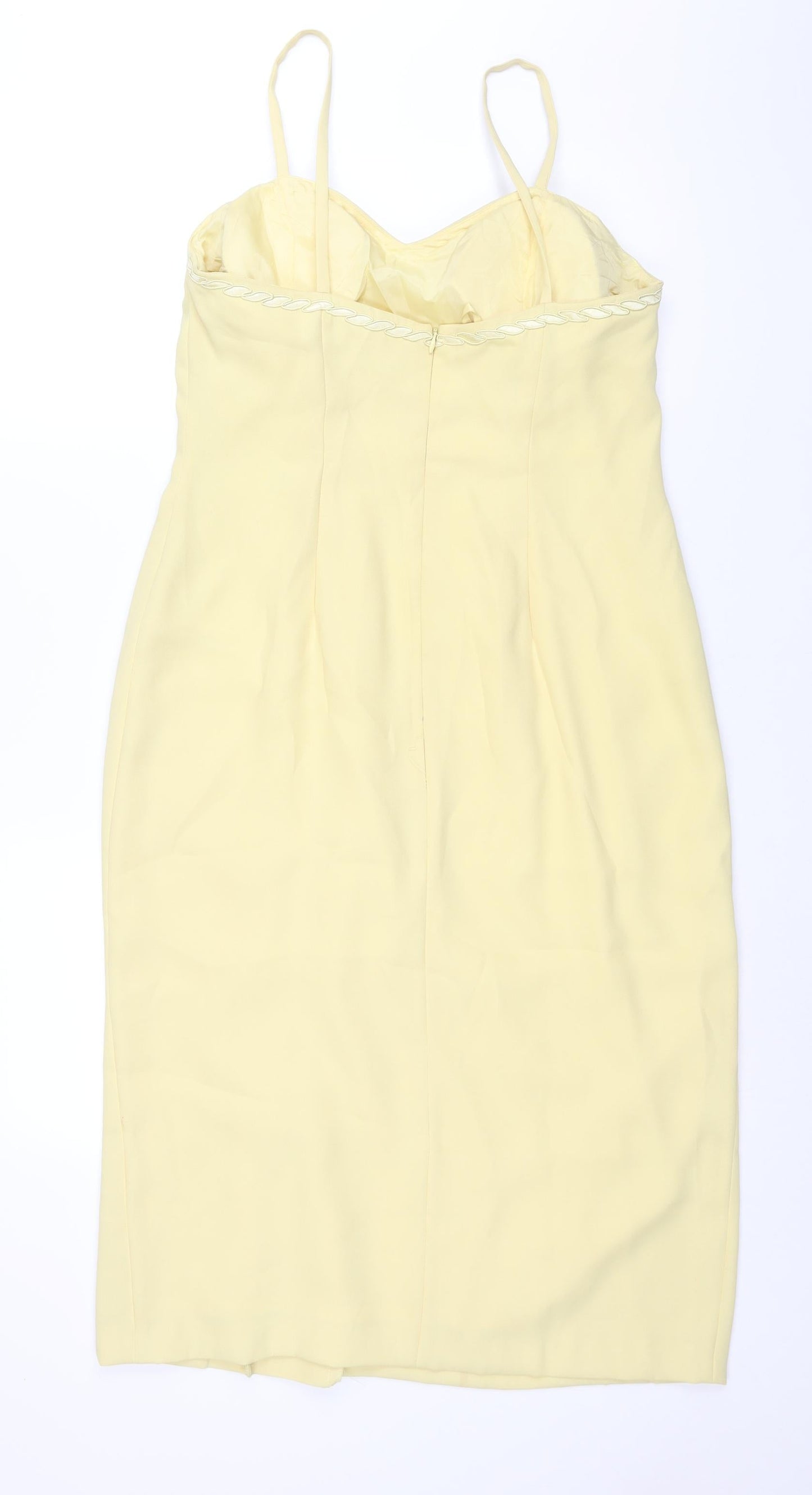 Frances Lee Womens Yellow Polyester Shift Size 14 Sweetheart Zip - Closed Vent Detail