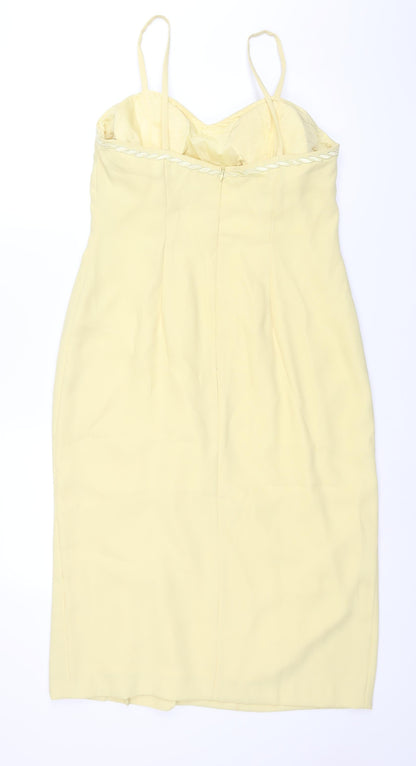 Frances Lee Womens Yellow Polyester Shift Size 14 Sweetheart Zip - Closed Vent Detail