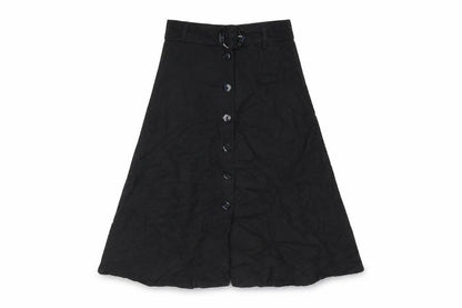 & Other Stories Womens Black Viscose A-Line Skirt Size 6 Button - Belted