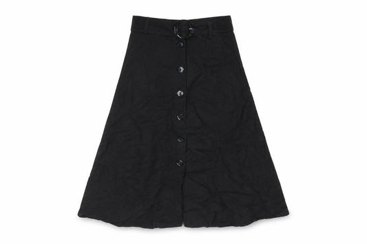 & Other Stories Womens Black Viscose A-Line Skirt Size 6 Button - Belted
