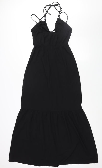 Divided by H&M Womens Black Polyester Maxi Size 10 Halter Tie - Cut Out Detail