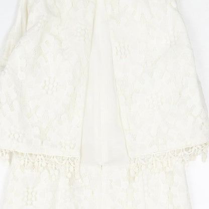 Topshop Womens Ivory Polyester Mini Size 8 Round Neck Zip