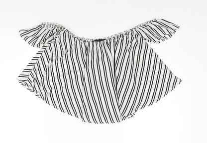 High Street Womens White Striped Polyester Cropped Blouse Size S Off the Shoulder