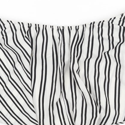 High Street Womens White Striped Polyester Cropped Blouse Size S Off the Shoulder