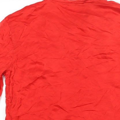 BLK DNM Womens Red Polyester Basic Blouse Size S Round Neck - Bow