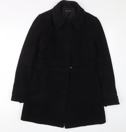 Editions Womens Black Overcoat Coat Size 8 Button