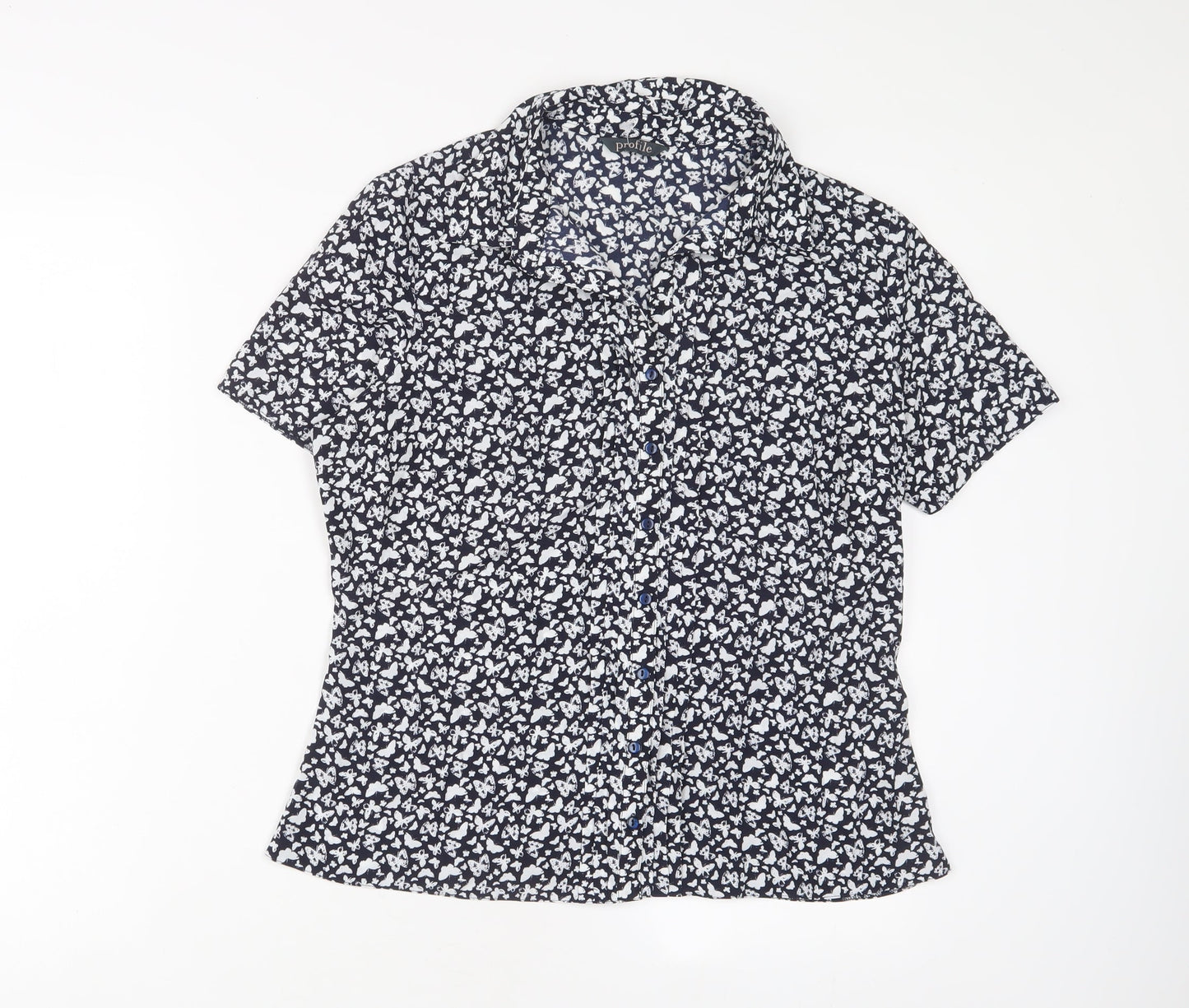 Womens UK Size 12 BHS Blue Basic Button-Up