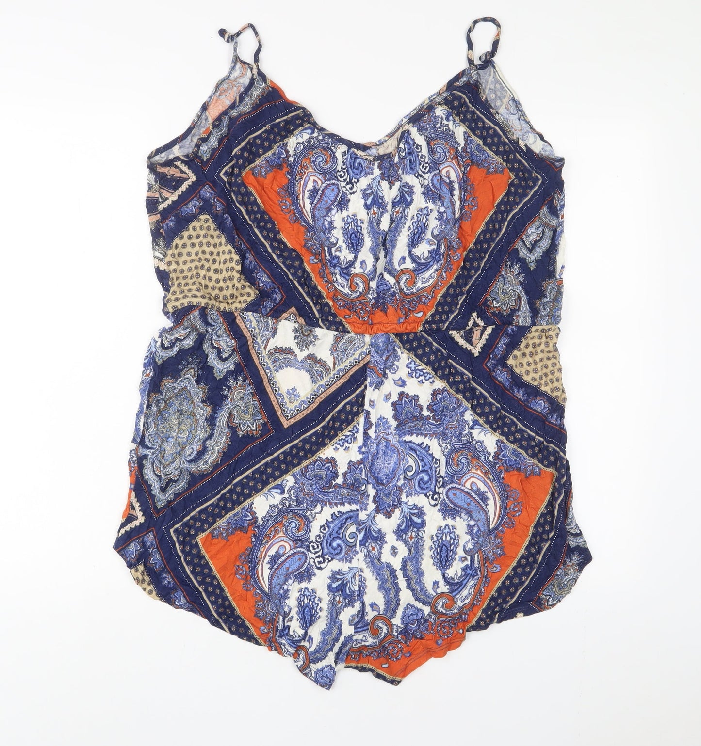 H&M Womens Multicoloured Geometric Viscose Playsuit One-Piece Size 16 L3 in Pullover