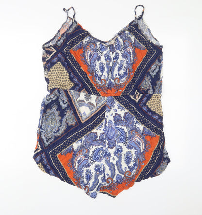 H&M Womens Multicoloured Geometric Viscose Playsuit One-Piece Size 16 L3 in Pullover