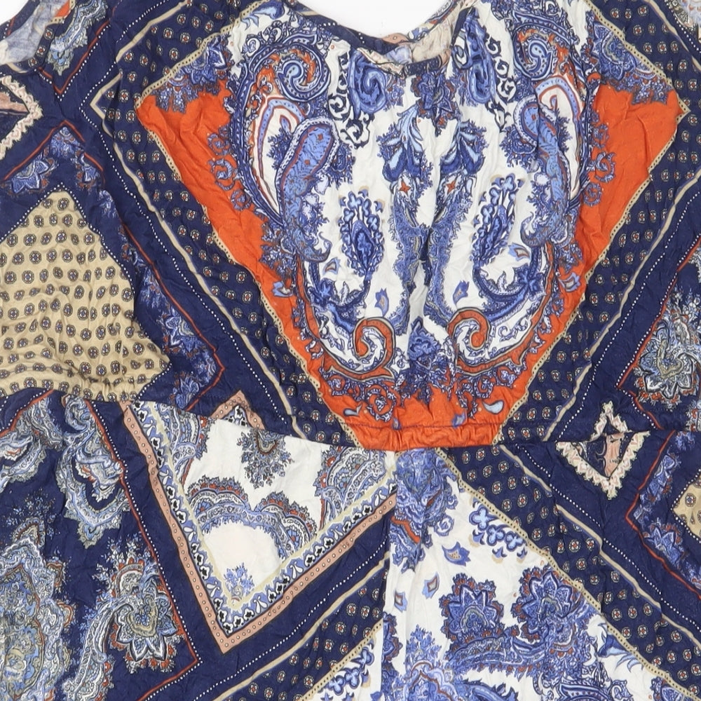 H&M Womens Multicoloured Geometric Viscose Playsuit One-Piece Size 16 L3 in Pullover