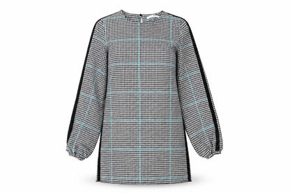 Zara Womens Black Houndstooth Polyester Sheath Size S Boat Neck Button