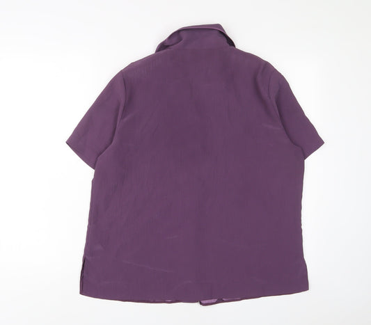 Berkertex Womens Purple Polyester Basic Button-Up Size 16 Collared