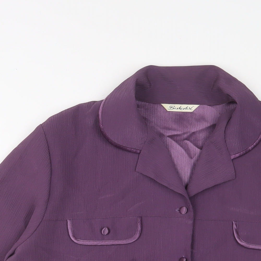 Berkertex Womens Purple Polyester Basic Button-Up Size 16 Collared