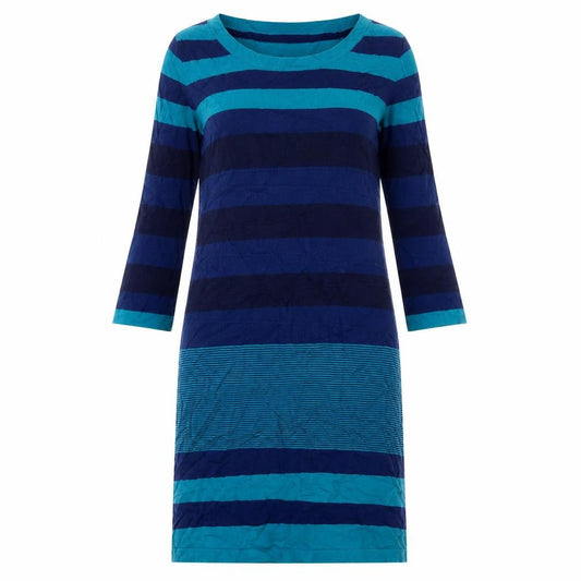 M.J.J.J Womens Blue Striped Viscose Jumper Dress Size M Scoop Neck Pullover