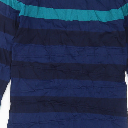M.J.J.J Womens Blue Striped Viscose Jumper Dress Size M Scoop Neck Pullover