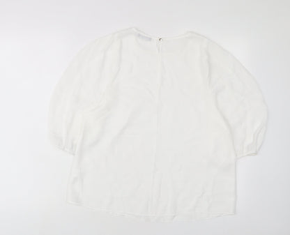 Womens UK Size 14 M&Co White Basic T-Shirt