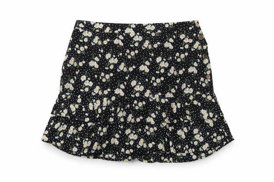 Oasis Womens Black Floral Polyester A-Line Skirt Size 18 Button