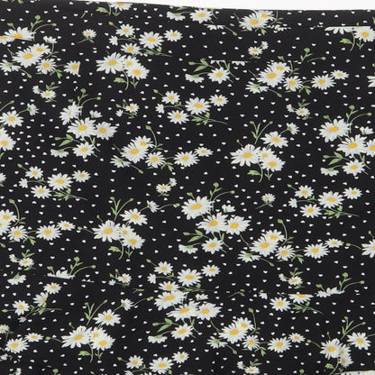 Oasis Womens Black Floral Polyester A-Line Skirt Size 18 Button