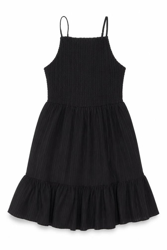 Front view of ASOS women’s black polyester a-line, size UK 6, square neck pullover