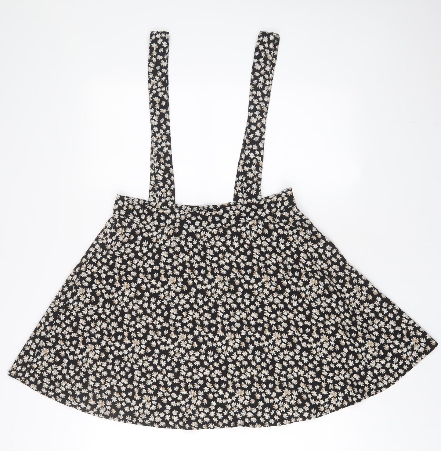 SCOUT Womens Black Floral Polyester A-Line Skirt Size L Zip