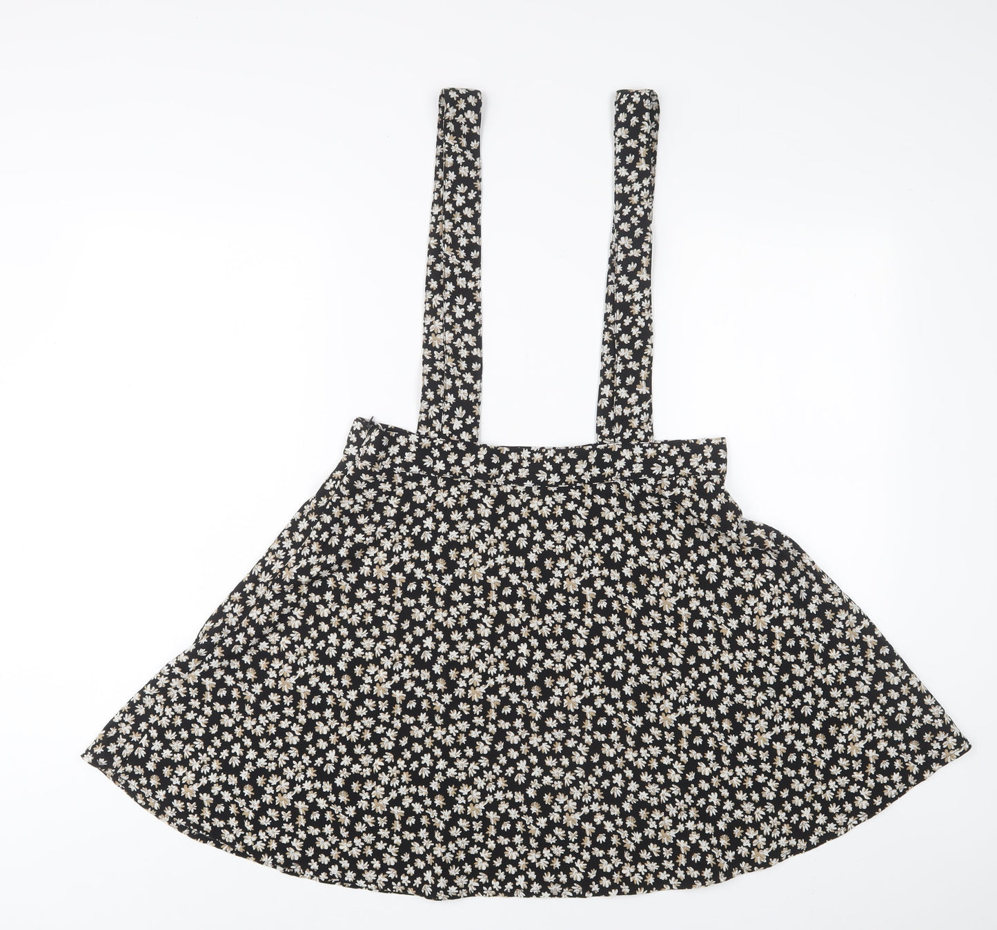 SCOUT Womens Black Floral Polyester A-Line Skirt Size L Zip