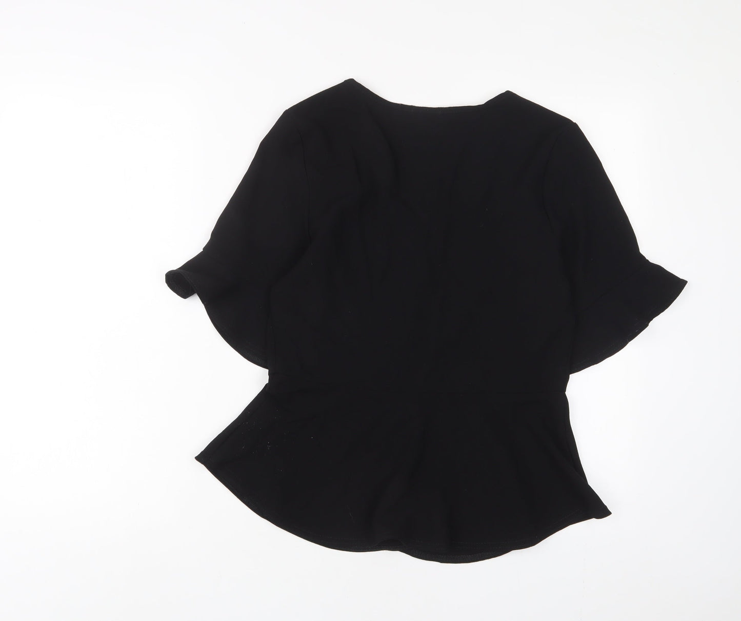 Womens UK Size 10 PRETTYLITTLETHING Black Basic Button-Up