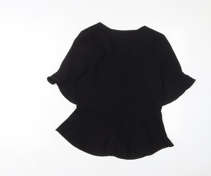 Womens UK Size 10 PRETTYLITTLETHING Black Basic Button-Up